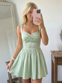 Satin A Line Spaghetti Straps Short Homecoming Dresses