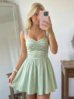 Satin A Line Spaghetti Straps Short Homecoming Dresses