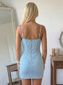 Sequin Mermaid V Neck Spaghetti Straps Short Homecoming Dresses