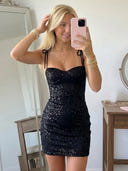 Sequin Mermaid Spaghetti Straps Short Homecoming Dresses