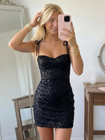 Sequin Mermaid Spaghetti Straps Short Homecoming Dresses