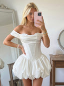 Satin A Line Off Shoulder Short Homecoming Dresses