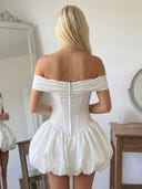 Satin A Line Off Shoulder Short Homecoming Dresses