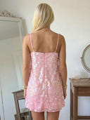 Satin A Line Spaghetti Straps Short Homecoming Dresses
