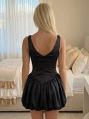 Satin A Line V Neck Short Homecoming Dresses