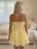 Tulle A Line Strapless Short Homecoming Dresses