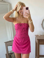 Sequin Mermaid Strapless Short Homecoming Dresses