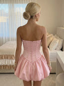 Satin A Line Strapless Sleeveless Short Homecoming Dresses