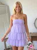 Tulle A Line Strapless Short Homecoming Dresses
