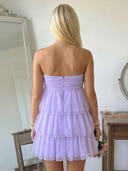 Tulle A Line Strapless Short Homecoming Dresses