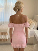 Tulle Mermaid Off Shoulder Short Homecoming Dresses