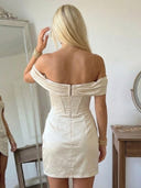 Satin Mermaid Sweetheart Off Shoulder Short Homecoming Dresses