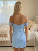 Satin Mermaid Off Shoulder Short Homecoming Dresses