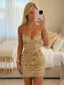 Sequin Mermaid Strapless Sleeveless Short Homecoming Dresses