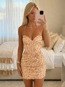 Sequin Mermaid Strapless Sleeveless Short Homecoming Dresses