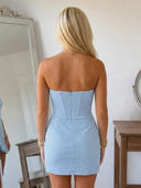 Sequin Mermaid Strapless Short Homecoming Dresses with Ruffles