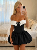 Satin A Line Off Shoulder Short Homecoming Dresses