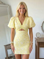 Jacquard Mermaid V Neck Short Sleeves Short Homecoming Dresses
