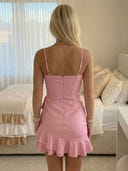 Satin Mermaid V Neck Spaghetti Straps Short Homecoming Dresses