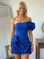 Satin Mermaid One Shoulder Short Homecoming Dresses