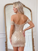 Sequin Cowl Neck Mermaid Ruched Mini Homecoming Dresses
