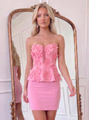Satin 3D Flower Sweetheart Mini Homecoming Dresses