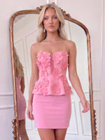 Satin 3D Flower Sweetheart Mini Homecoming Dresses