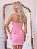 Satin 3D Flower Sweetheart Mini Homecoming Dresses