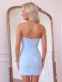 Satin Strapless Mermaid Mini Homecoming Dresses