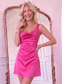 Satin V Neck Mermaid Homecoming Dresses