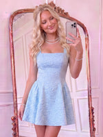 Jacquard Square Neck A Line Homecoming Dresses
