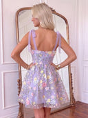 Tulle Square Neck Spaghetti Straps A Line Homecoming Dresses with Flower
