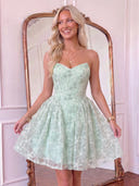 Jacquard Strapless Neck A Line Homecoming Dresses