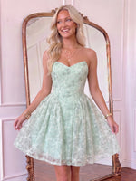 Jacquard Strapless Neck A Line Homecoming Dresses