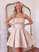 Jacquard Spaghetti Straps A Line Homecoming Dresses
