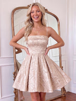 Jacquard Spaghetti Straps A Line Homecoming Dresses