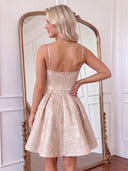 Jacquard Spaghetti Straps A Line Homecoming Dresses