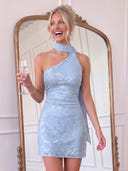 Jacquard Halter A Line Homecoming Dresses