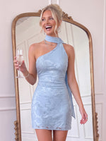 Jacquard Halter A Line Homecoming Dresses