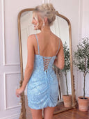 Sequin V Neck Mermaid Homecoming Dresses