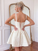Jacquard Square Neck A Line Homecoming Dresses