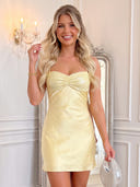 Satin Ruched Spaghetti Straps Mermaid Mini Homecoming Dresses