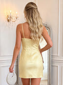 Satin Ruched Spaghetti Straps Mermaid Mini Homecoming Dresses