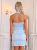 Satin Strapless Bodycon Mini Homecoming Dresses With Choker