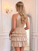 Chiffon Halter Neck Ruffled Tiered A Line Mini Homecoming Dresses