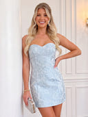 Strapless Sweetheart Jacquard Mermaid Mini Homecoming Dresses
