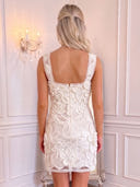 Square Neck 3D Floral Lace Mermaid Mini Homecoming Dresses