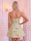 Strapless Jacquard A Line Corset Mini Homecoming Dresses