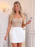 Strapless Sequin A Line Mini Homecoming Dresses