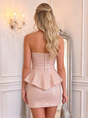 Strapless Mermaid Ruffled Sequin Mini Homecoming Dresses